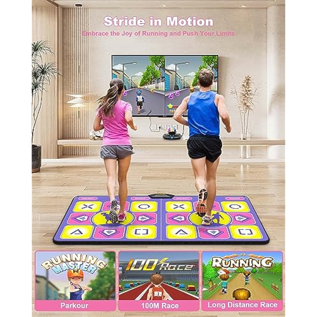 Acelufly Dance Mat, Electronic Dance Mats for TV with HD Camera, Double Dance Mats with Wireless Controller, Non-Slip Dance Fitness Exercise Pad for Kids Adults, Gift for Girls Boys (Purple)