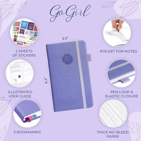 GoGirl Planner and Organizer for Women – Pocket Weekly Planner, Goals Journal & Agenda for Time Management & Productivity. Undated (Lavender)