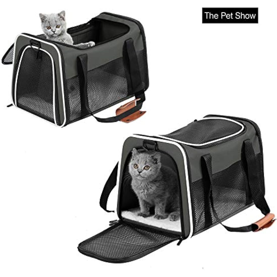Akinerri Airline Approved Pet Carriers,Soft Sided Collapsible Pet Travel Carrier For Medium Puppy And Cats Medium Brown…
