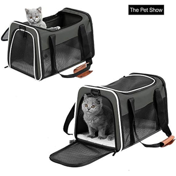 Akinerri Airline Approved Pet Carriers,Soft Sided Collapsible Pet Travel Carrier For Medium Puppy And Cats Medium Brown…