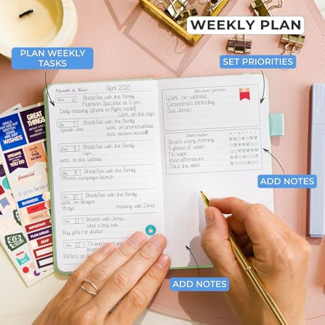 GoGirl Planner and Organizer for Women – Pocket Weekly Planner, Goals Journal & Agenda for Time Management & Productivity. Undated (Mint Green)