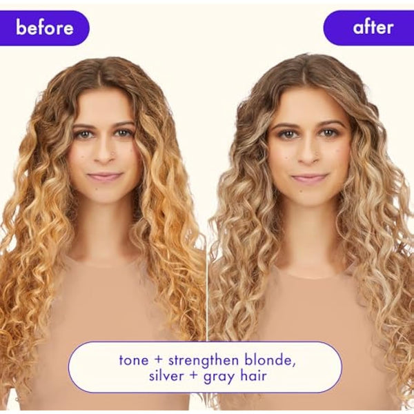 amika bust your brass toning + strength repair hair mask - strengthening + hydrating toner for blonde hair - ultra-violet pigments help brighten strands - helps reduce breakage (250 ml)