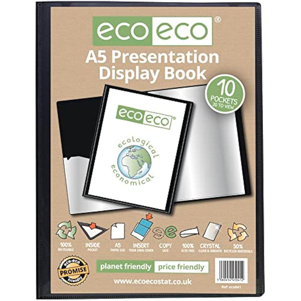 Eco-eco A5 50% Recycled 10 Pocket Presentation Display Book Folder (Pack of 12),eco041x12