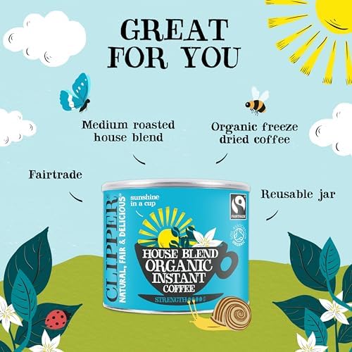 Clipper Organic Medium Roast Arabica Coffee | Instant Coffee | 500g Refill | Gourmet Coffee | Sustainable & Fairtrade Coffee by Clipper Teas | Ethically Sourced & Eco Conscious Blends