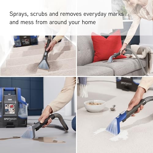 Vax CDCW-CSXA SpotWash Duo Spot Cleaner, Car, Upholstery, Sofa Carpet Cleaning Machine, Included Pet Tool & Solution Removes Spills & Stains, Portable and Compact Design, 1 Liter, Grey/Blue