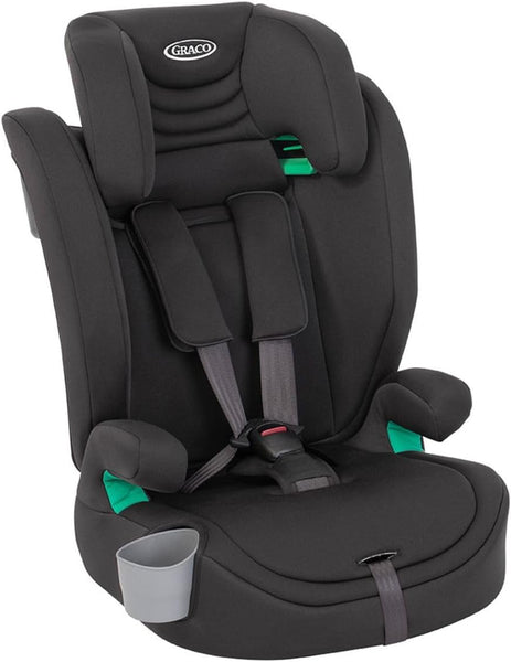 Graco Eldura R129 Harness Booster (76-145cm - 15 Months to Approx. 12 Years). Harness mode from 15 months to approx. 4 Yrs (76-105cm), Highback mode from approx. 3.5 to 12 yrs (105-145cm), Midnight