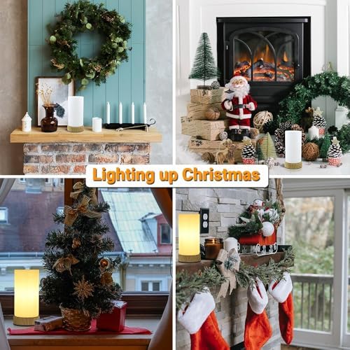 HSLighting Bedside Lamp Touch Control Table Lamp with Wooden Base Warm Glass Shade 3-Level Dimmable LED Light Bulbs Desk Lamp Minimalist for Bedroom Living Room Children's Room Round, 2 Pack