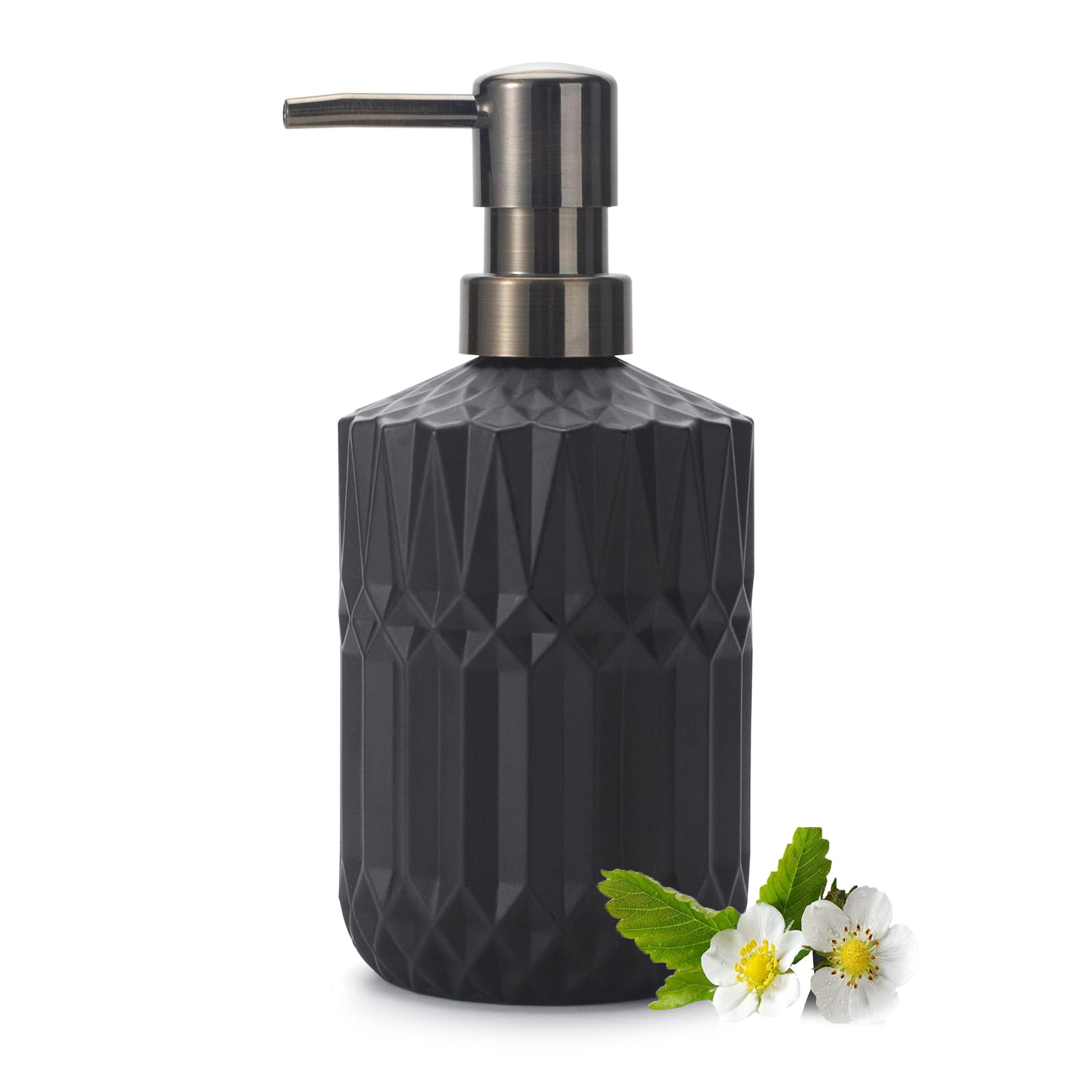 Glass Soap Dispenser Hand Soap Dispenser 12oz/390ml Soap Dispenser Bathroom Kitchen Soap Dispenser/Lotion Dispenser with ABS Plastic Pump Clear Soap