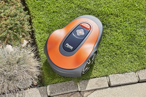 Flymo EasiLife 250 GO Robotic Lawn Mower - Cuts Up to 250 sq m, Ultra Quiet Mowing, Manicured Lawn, Bluetooth Application Control, Safety Sensors, Hose Washable, Lifestyle Functions, Orange and Grey