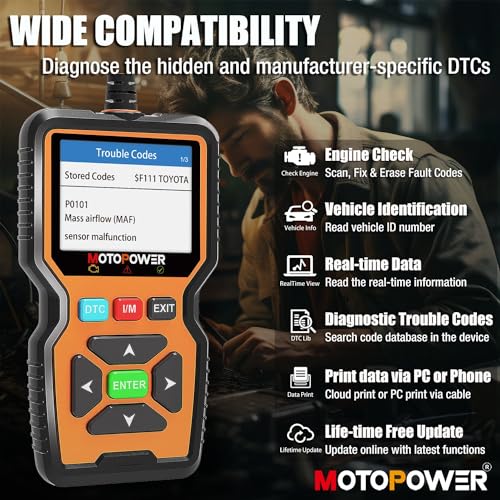 MOTOPOWER MP69038 Car OBD2 Scanner Code Reader Engine Fault Code Reader Scanner CAN Diagnostic Scan Tool - Elite Edition