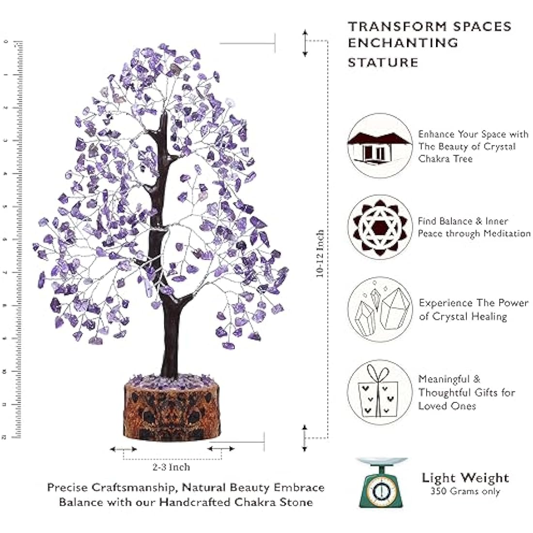Amethyst Gemstone Tree of Life, Feng Shui Tree, Wealth & Prosperity Good Luck Tree, Ornament Sculpture, Gifts for Women, Crystal Tree, Healing Gemstones, Spiritual Mystical Gift, Gifts For Women