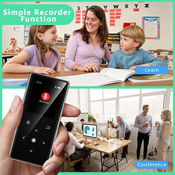 64GB MP3 Player with Bluetooth 5.2, AiMoonsa Music Player with Built-in HD Speaker, FM Radio, Voice Recorder, HiFi Sound, E-Book Function, Earphones Included