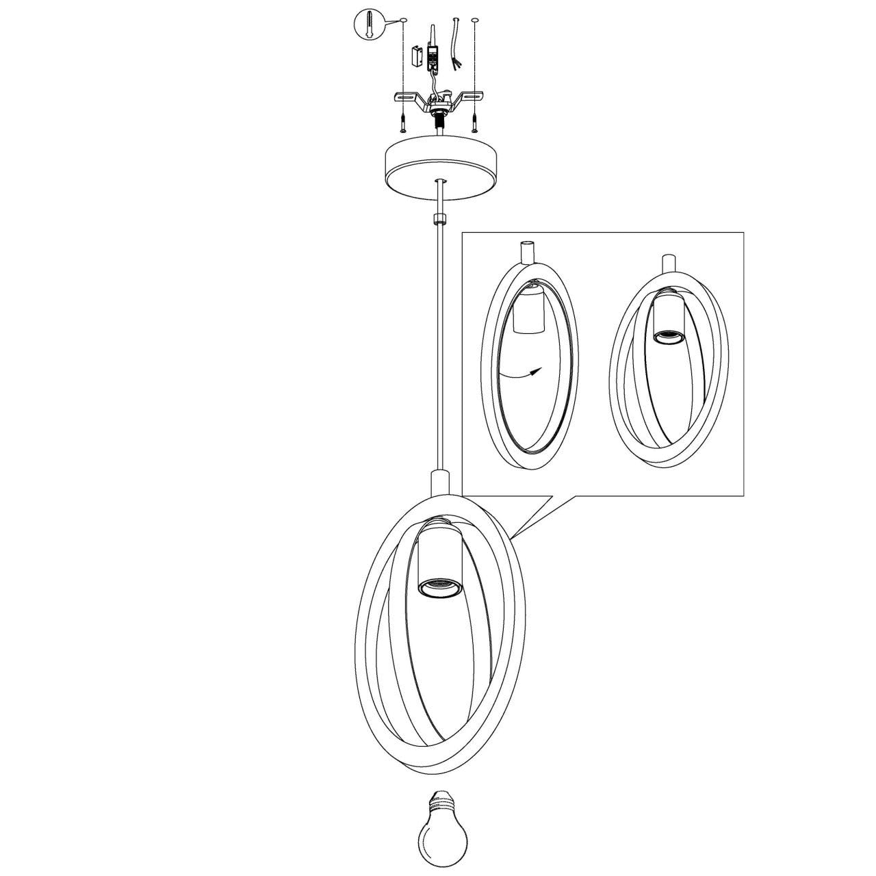 Eglo Pendant lamp Basildon, 1-Light Hanging lamp Vintage, Industrial, Retro, Pendant lamp Made of Steel and Wood in Black, Natural, Dining Table lamp,