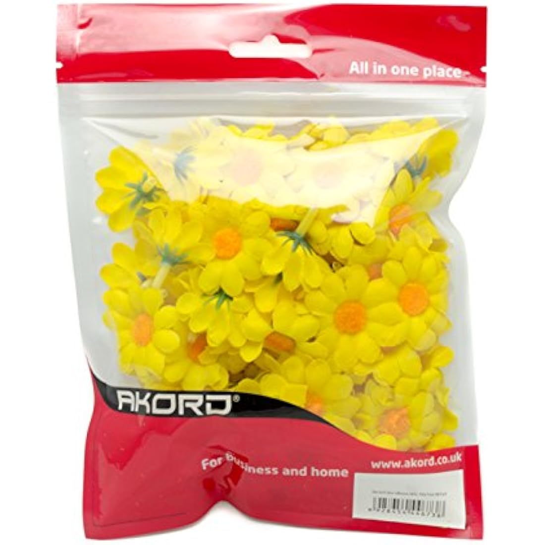 AKORD Artificial Gerbera Daisy Flowers Heads for DIY Wedding Party, Yellow, 0.38 x 0.38 x 0.2 cm