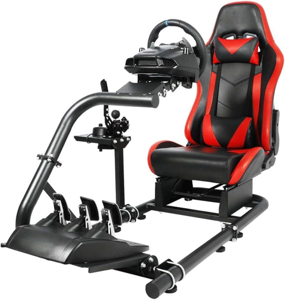 Minneer Racing Simulator Cockpit Universal Steering Wheel Stand with Seat suitable for Logitech G25 G27 G29 G920 G923 Thrustmaster T300 Fanatec, Racing wheel, Pedal not Include