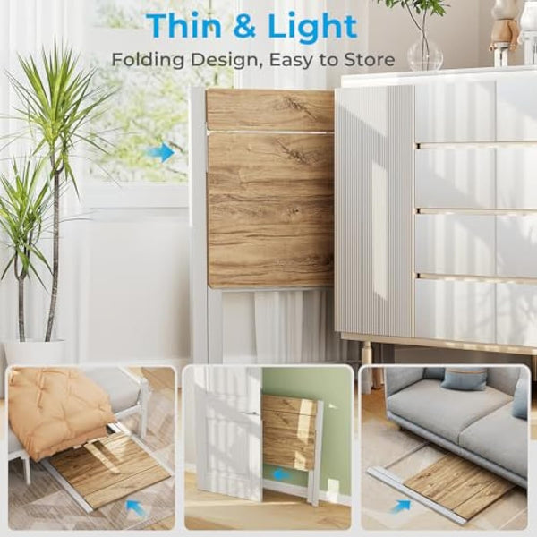 GreenForest Folding Desk No Assembly Required,Computer Desk with Monitor Shelf,Small Desk for Small Space,Oak