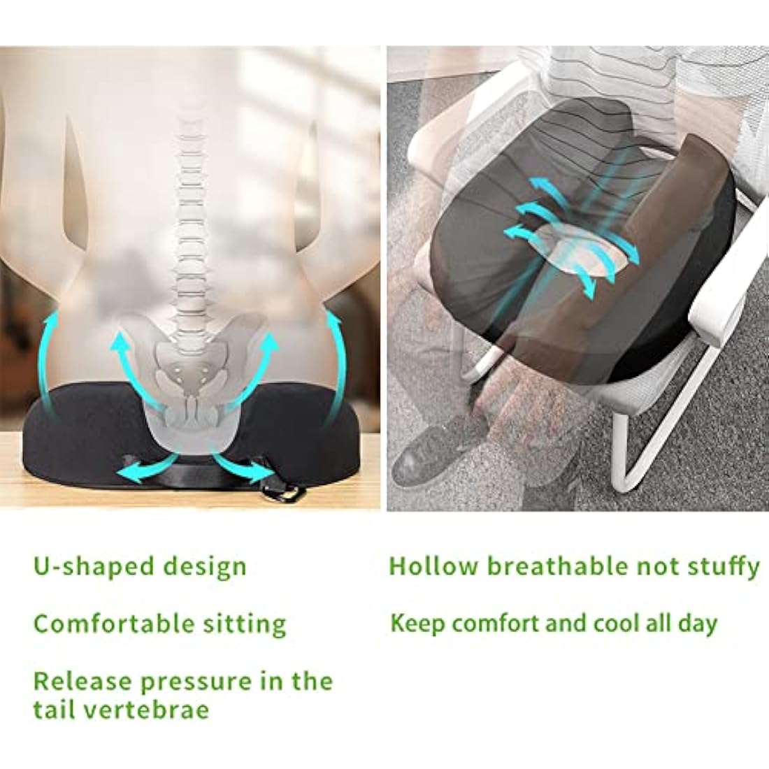 Donut Pillow Coccyx Seat Cushion for Prostate, Sciatica, Pelvic Floor, Pressure Sores, Pregnancy, Perineal Surgery, Postpartum Recovery Pain Pressure Relief Memory Foam Chair Pad