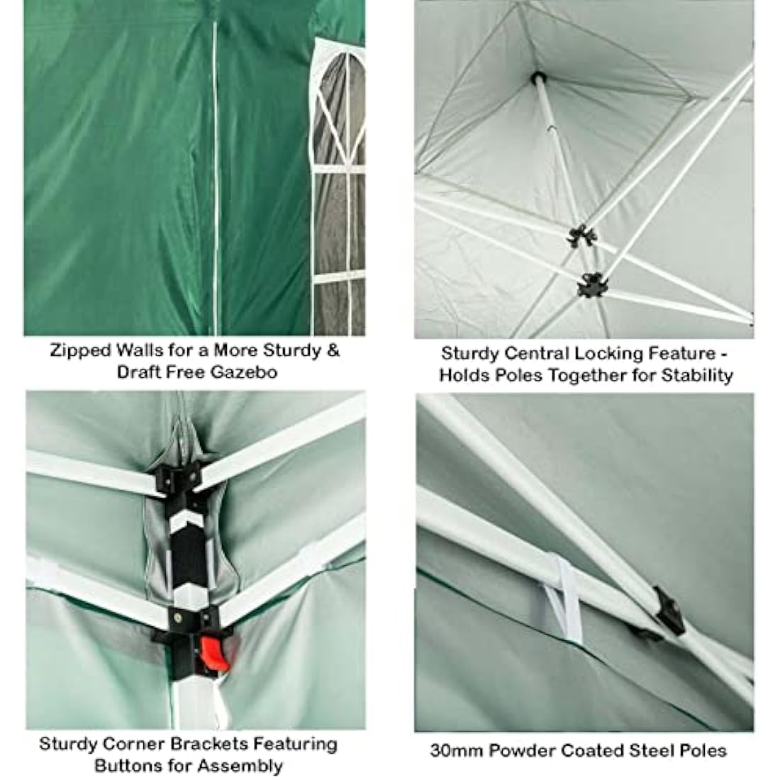 Waterproof Heavy Duty Premium Garden Gazebo with Sides - Choice of Colours - 3m x 3m Pop Up Outdoor Garden Shelter - PVC Coated - Travel Bag and 4 Leg Weight Bags (Stone Grey)