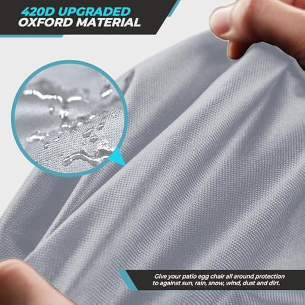 Double Egg Chair Cover Waterproof Heavy Duty Outdoor Hanging Chair Covers 420D Oxford Fabric Swing Chair Cover with Drawstrings Cocoon Egg Chair Protector Grey 230x200cm