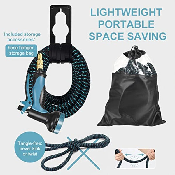 Expandable Garden Hose 100FT, Flexible Garden Hose Pipe with 10 Function Spray Gun, 3 Times Expanding Watering Hose Pipe with 3/4" 1/2" Brass Fitting Quick Connector for Garden Watering Cleaning