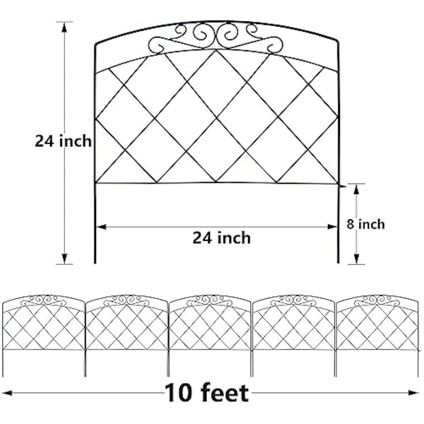 Thealyn Decorative Garden Fence 60cm (H) x 3m (L) Rustproof Metal Fence Panels No Dig Fence for Dogs Yard Patio Animal Barrier Flower Bed