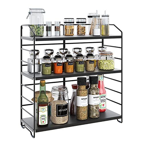 AIRUJIA Spice Rack 3-Tier, Height Ajustable, Seasoning Rack for Kitchen Countertop, Spice Rack Free Standing, Bathroom Organizer Storage Rack,