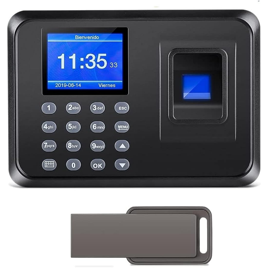 Diseleri Employee Time Clock, Clocking in Machines for Small Business, Fingerprint Punch Card Machine with 2.4 TFT LCD Fingerprint Password, Checking-in Recorder for Business Scanner with 8G U-Disk