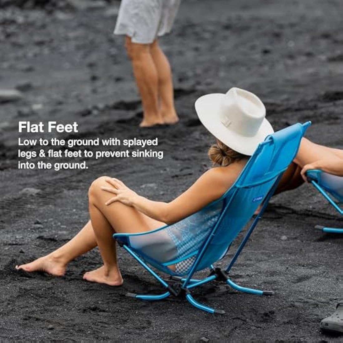 Helinox Beach Chair Lightweight, Lower-Profile, Compact, Collapsible Camping Chair, Blue Mesh, with Pockets