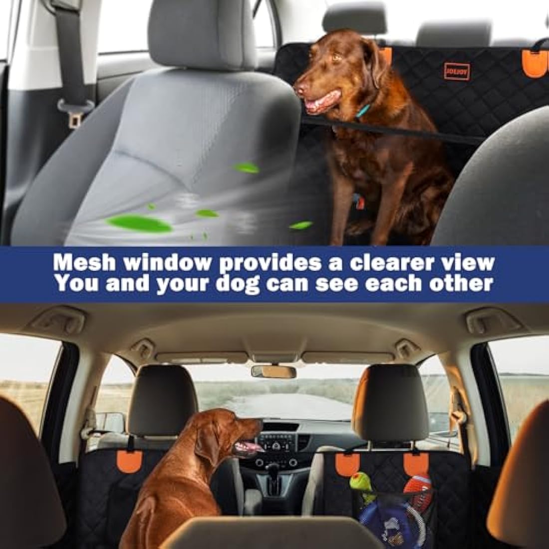 JOEJOY Back Seat Extender for Dogs - Dog Car Seat Cover for Dogs Waterproof & Foldable, Non-Slip Back Seat Cover with Hard Bottom for Cars, Trucks and SUVs, Suit for Travel Camping