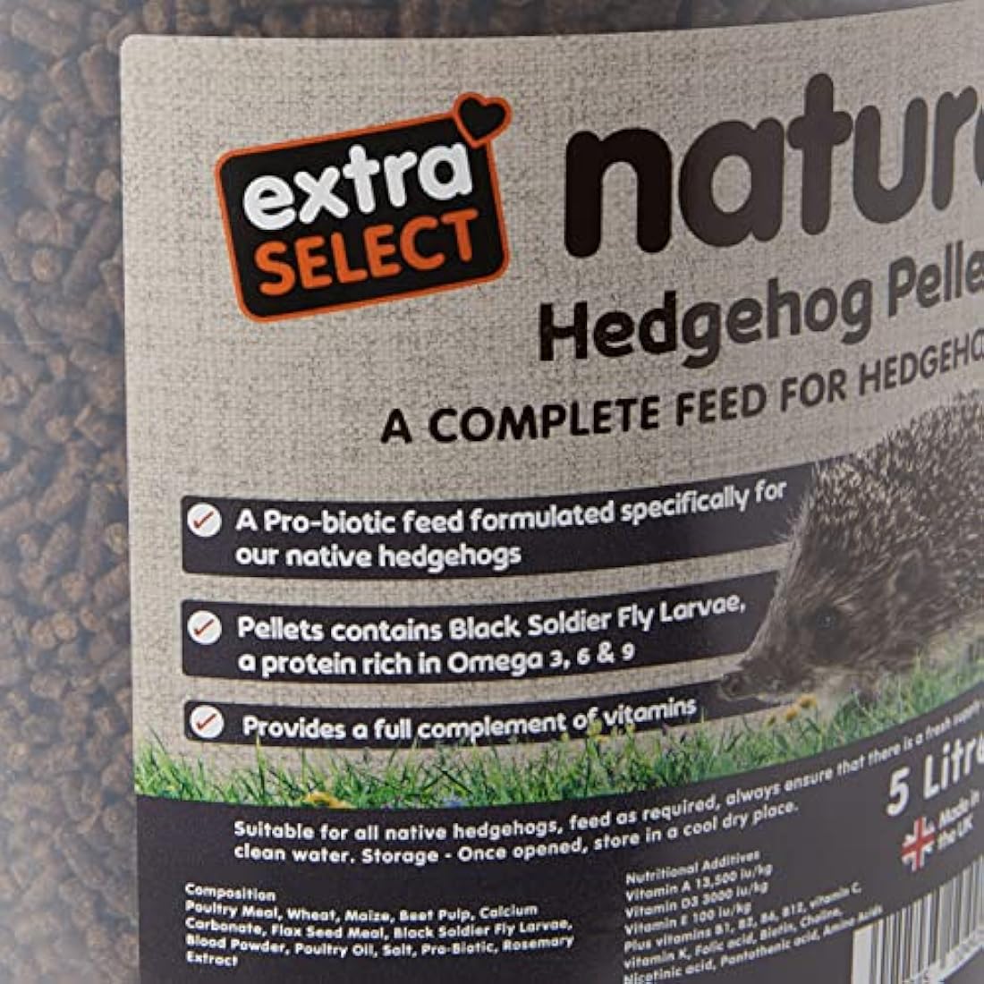 Extra Select "Nature" Complete Hedgehog Pellet Food Tub, 5 Litre