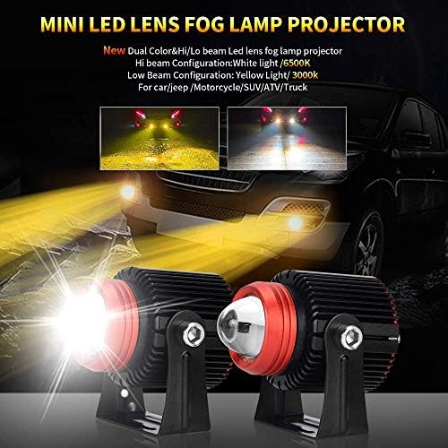 OPP ULITE Motorcycle Driving Fog Lights, White Amber LED Auxiliary Headlights 30W Waterproof LED Spotlight Work Light for Motorcycle Quad Scooter Car Truck Boat Bike