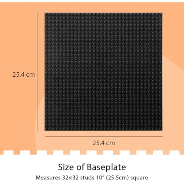 Etarnfly 4 Pack Classic Base Plates,25.5 x 25.5 cm Building Board Baseplates 100% Compatible with All Major Brands,Black