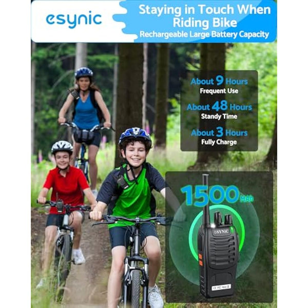 eSynic 3Pack Professional Walkie Talkies for Adults Rechargeable Walkie Talkies Best 16CH Walkie Talkie Hand Free VOX Two Way Radio With Earpieces& LED Lights Wonderful Gifts For Adults Kids etc