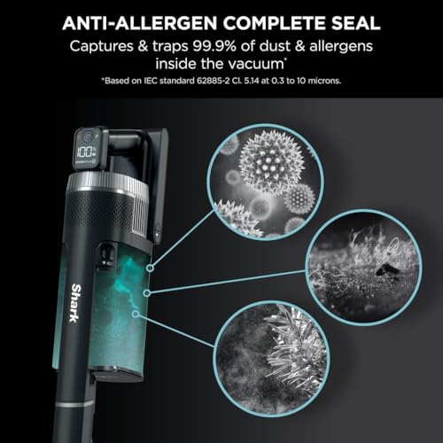 Shark Stratos Cordless Stick Vacuum Cleaner with Anti Hair Wrap Plus, Clean Sense IQ & Anti-Odour Technology, 60 Mins Run-Time, Removable Battery, Charcoal/Rose Gold IZ400UK