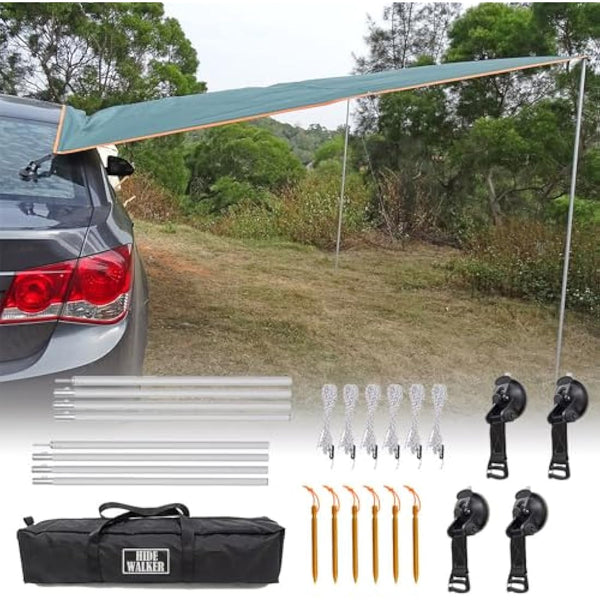 3x5m Car Awning with Pole Outdoor Camping Tent Tarp Waterproof Canopy Shade Sun Shelter