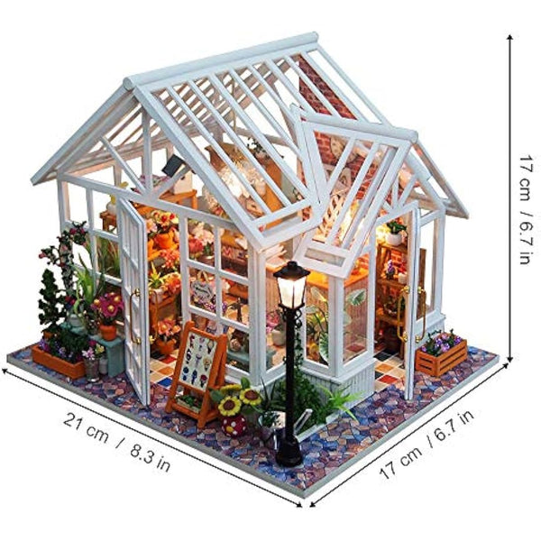 GuDoQi Miniature Dolls House Kit with Music, DIY Miniature House Model Kits for Adults to Build, Handmade Crafts Kit, Room Decoration, Make Your Own Birthday, Father's Day Flower Shop