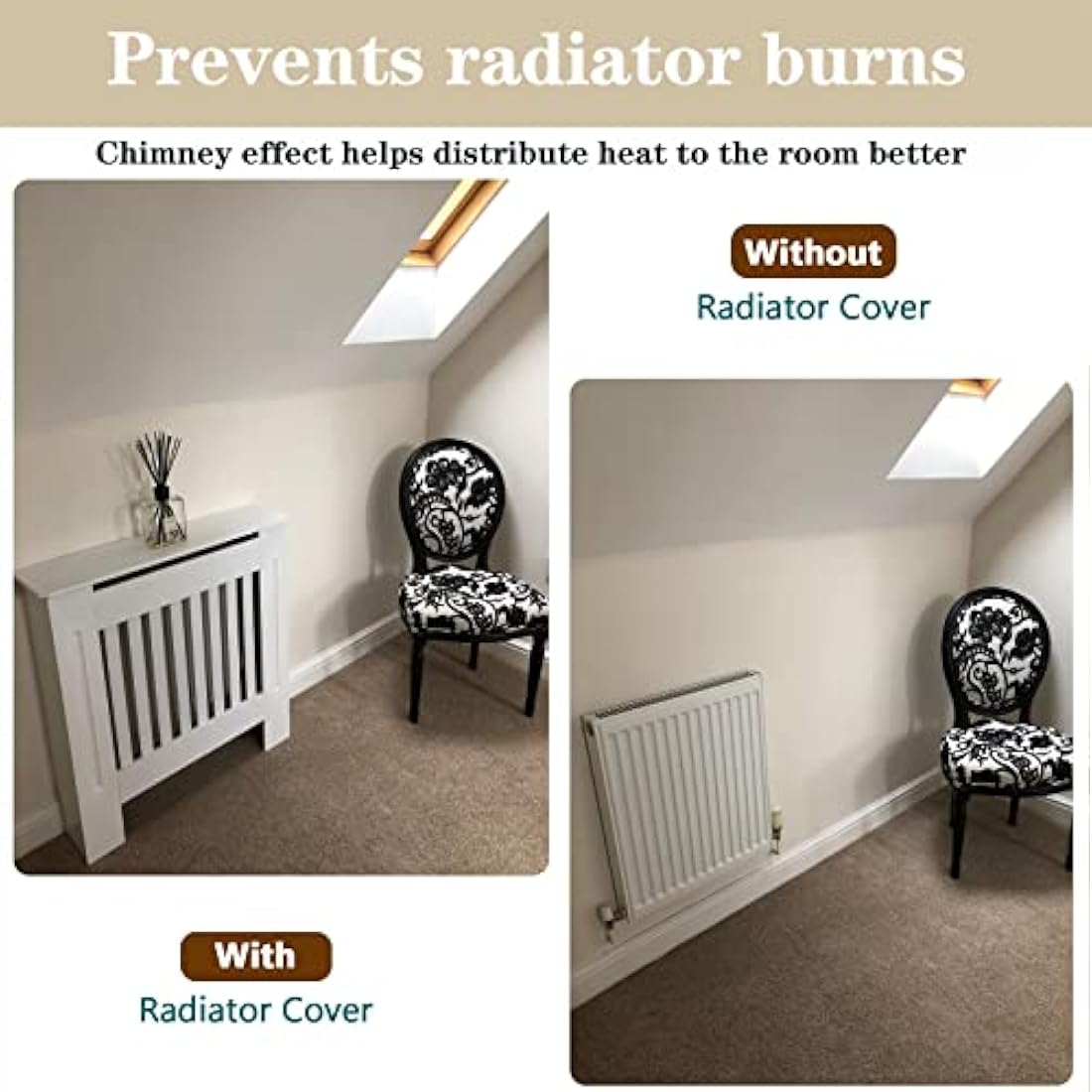 Royalswill Radiator Cover Small, White Painted Vertical Slatted Grill Cabinet Shelf, Tall Covers, MDF Wooden Heating Living Room Furniture Hallway 78(L) x 19(D) 82(H)cm