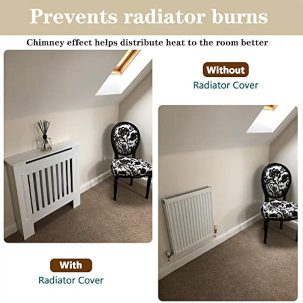 Royalswill Radiator Cover Small, White Painted Vertical Slatted Grill Cabinet Shelf, Tall Covers, MDF Wooden Heating Living Room Furniture Hallway 78(L) x 19(D) 82(H)cm