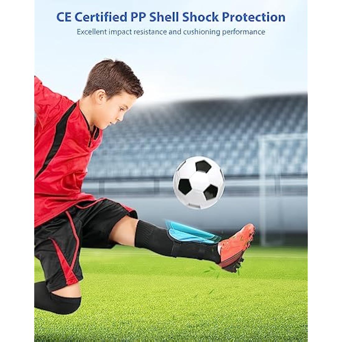 AirsFish Shin Pads Boys CE Certified Kids Football Shin Guards Breathable Non Slip Extended Adjustable Straps Lightweight Soccer Shin Pads for Boys Girls Teens Leg Calf Protective Gear