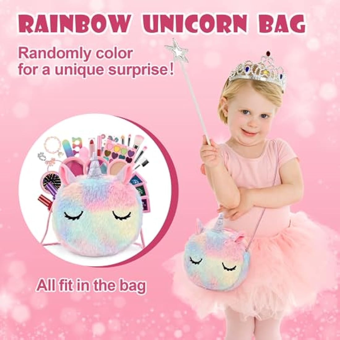 Anpro Pretend Makeup Sets for Girls, Kid-Safe Washable Fake Play Real Make up Set Starter kit, Childrens Princess Pretend Play Toys Presents, Birthday Toys Gift for 3 -12 Years Old Girl