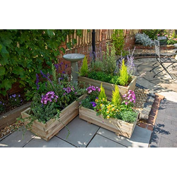 Forest Garden 3 Sizes Pressure Treated Wooden Durham Rectangular Planter (Set of 3)