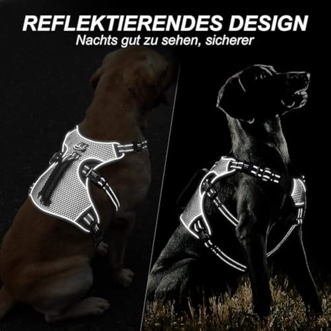 HEELE Escape Proof Dog Harness - No Pull Reflective Adjustable Vest with Durable Handle, Ideal for Outdoor Training & Walking, Fits Big/Active Dogs, Black, XL