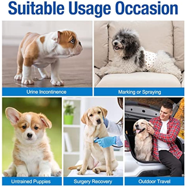 Pet Soft Dog Nappies Male- 20 Counts Disposable Male Dog Wraps, Super Absorbent Puppy Dog Diapers Incontinence Nappy Wraps with Wetness Indicator (M-20 Count)