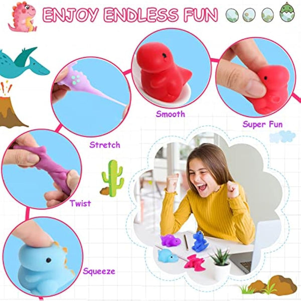 30P Mini Dinosaur Mochi Squishy Toys,Mochi Squishy Toys for Party Bags,Small Kawaii Soft Fidget Toy Party Bag Fillers for Kids Boys Dinosaur Party Favors Birthday Gifts,Christmas Surprise Filler Gift