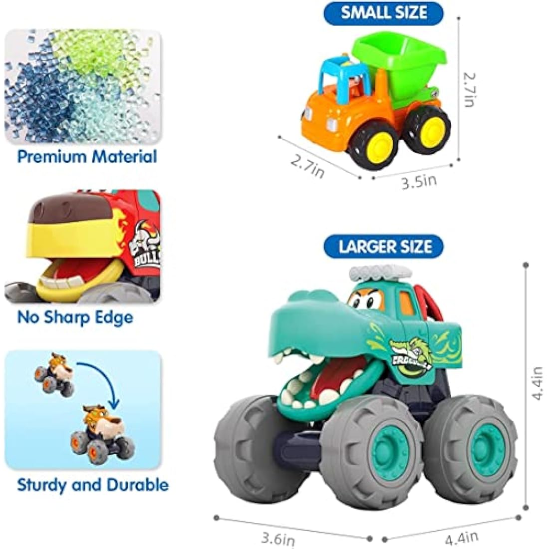 HOLA Toys for 1 Year Old Boys, Car Toys for 2 Year Old Boy Gifts, 3 Pack Monster Truck Old Boy Toy, Pull Back Push n Go Toy Cars for 1+ Year Old Boys, 1st Birthday Gifts