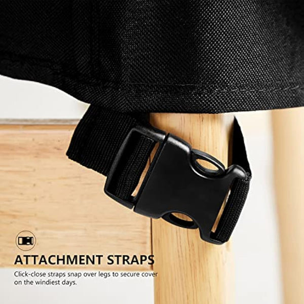 Dokon Garden Furniture Covers Waterproof Heavy Duty 600D Oxford Fabric Garden Table Cover with Air Vent Windproof Anti-UV Outdoor Table and Chairs Covers, Patio Set Cover Round (Ø128x71cm) - Black