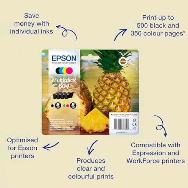 Epson 604 Pineapple, Genuine Multipack, 4-colours Ink Cartridges
