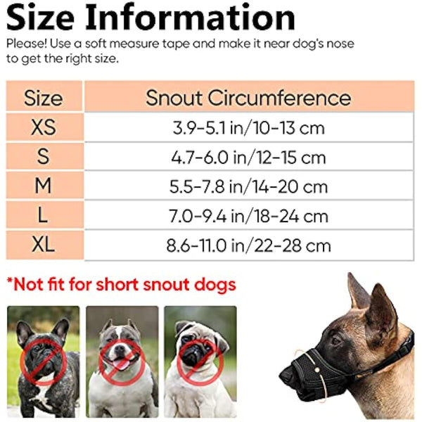 HEELE Dog Muzzle with Adjustable Straps Dog Muzzles to Prevent Biting Barking and Accidental Eating Muzzle for Small Dog (Black-Orange, S)