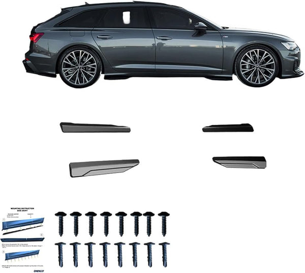 Oneway Set Side Skirts compatible with Audi A6 S-Line/S C8 (Sedan/Avant) 2018- - Gloss black