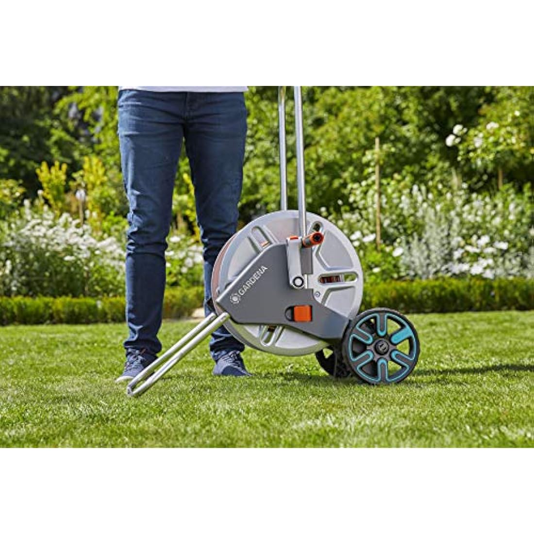 Gardena CleverRoll L Easy Metal: Large hose trolley with up to 100 m capacity, especially stable hose guide in a robust metal frame (18550-20)